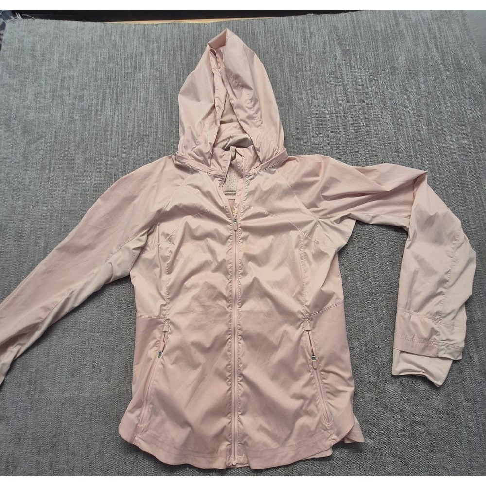 Lululemon Womens Pink Lightweight Hooded Windbreaker Jacket 12 Full Zip Athletic